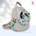 Mochila elegante y ligera de lino y algodón para mujeres y estudiantes
